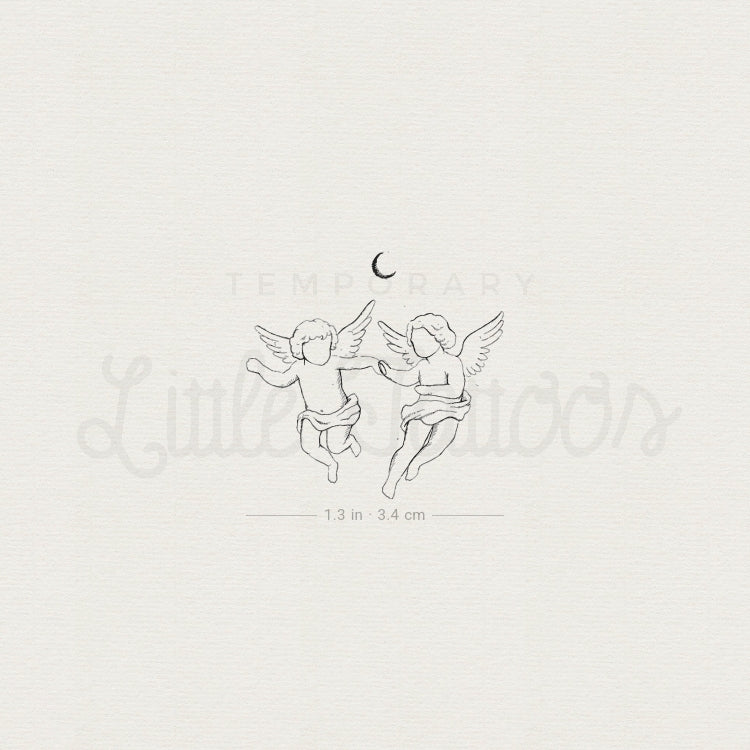 Cherub Couple By Stefano Mazza Temporary Tattoo - Set of 3
