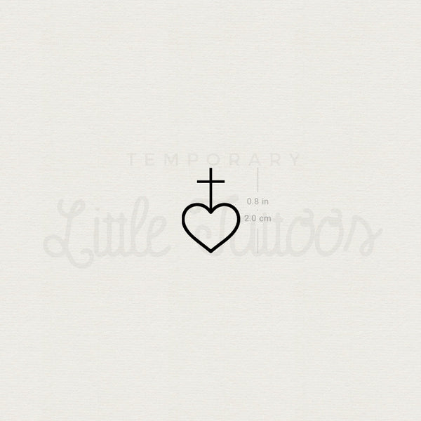 Heart And Cross Temporary Tattoo - Set of 3