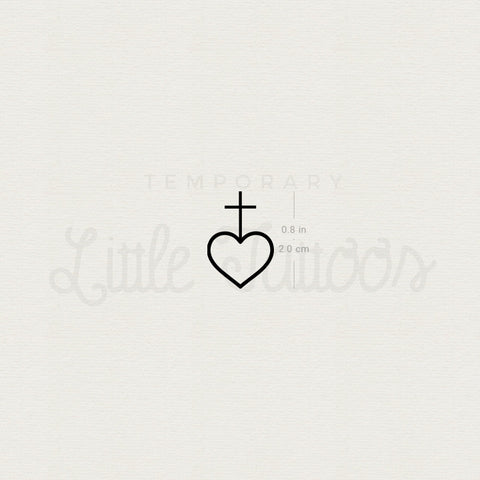 Heart And Cross Temporary Tattoo - Set of 3