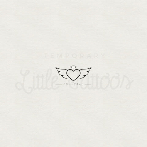 Winged Heart And Halo Temporary Tattoo - Set of 3