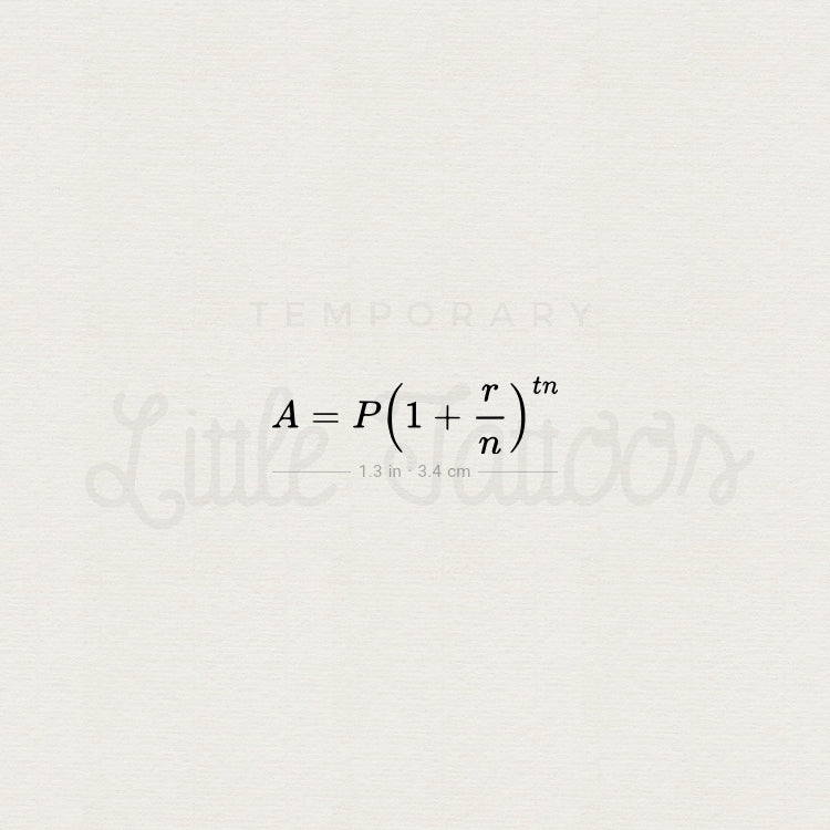 Compound Interest Formula Temporary Tattoo - Set of 3