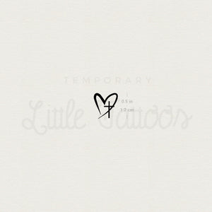 Tiny Cross Heart Temporary Tattoo - Set of 3