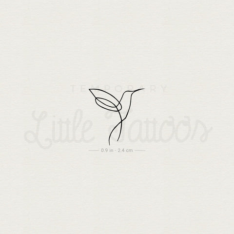 Continuous Line Hummingbird Temporary Tattoo - Set of 3