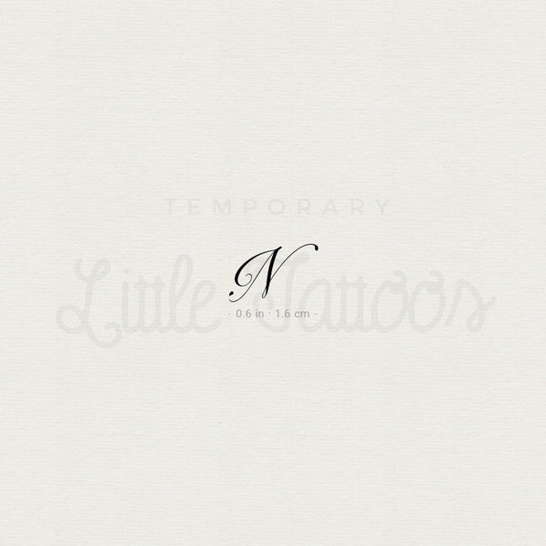 Cursive N Script Temporary Tattoo - Set of 3