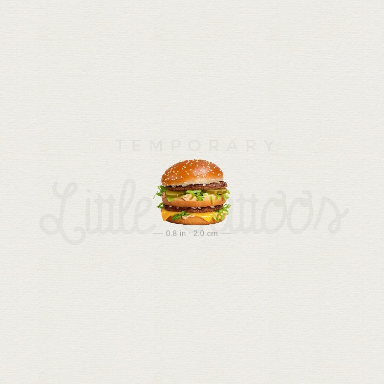 Realistic Hamburger Temporary Tattoo - Set of 3