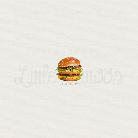 Realistic Hamburger Temporary Tattoo - Set of 3