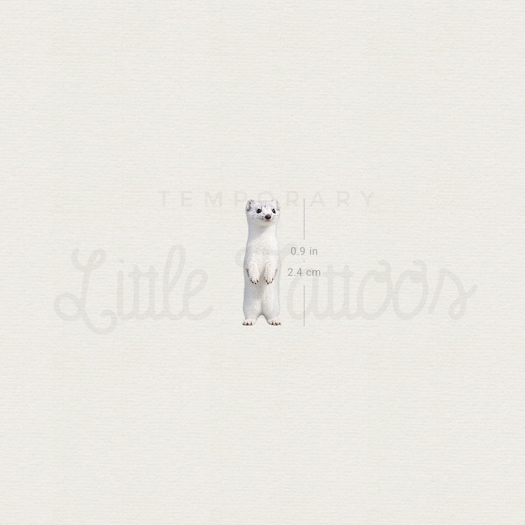 White Stoat Temporary Tattoo - Set of 3