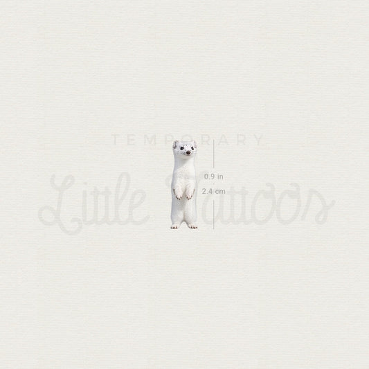 White Stoat Temporary Tattoo - Set of 3