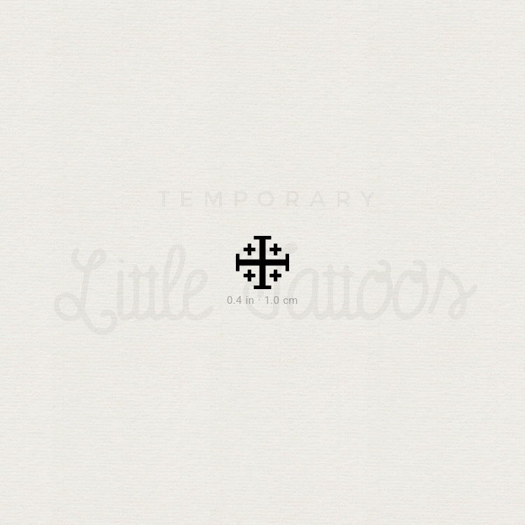 Tiny Jerusalem Cross Temporary Tattoo - Set of 3