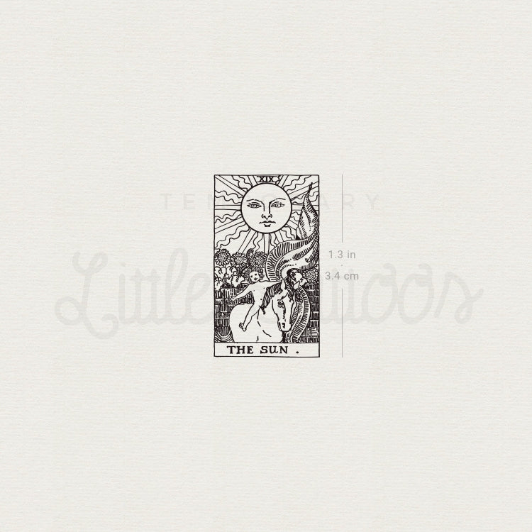 Little The Sun Tarot Card Temporary Tattoo - Set of 3