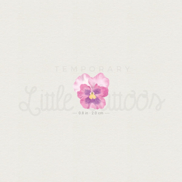 Pink Pansy Temporary Tattoo - Set of 3