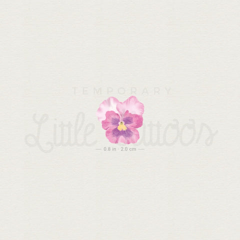 Pink Pansy Temporary Tattoo - Set of 3