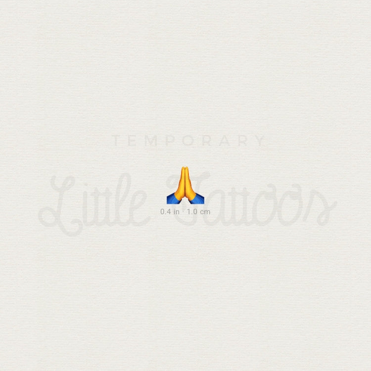 Tatuaje temporal de emoji de manos en oración (juego de 3)