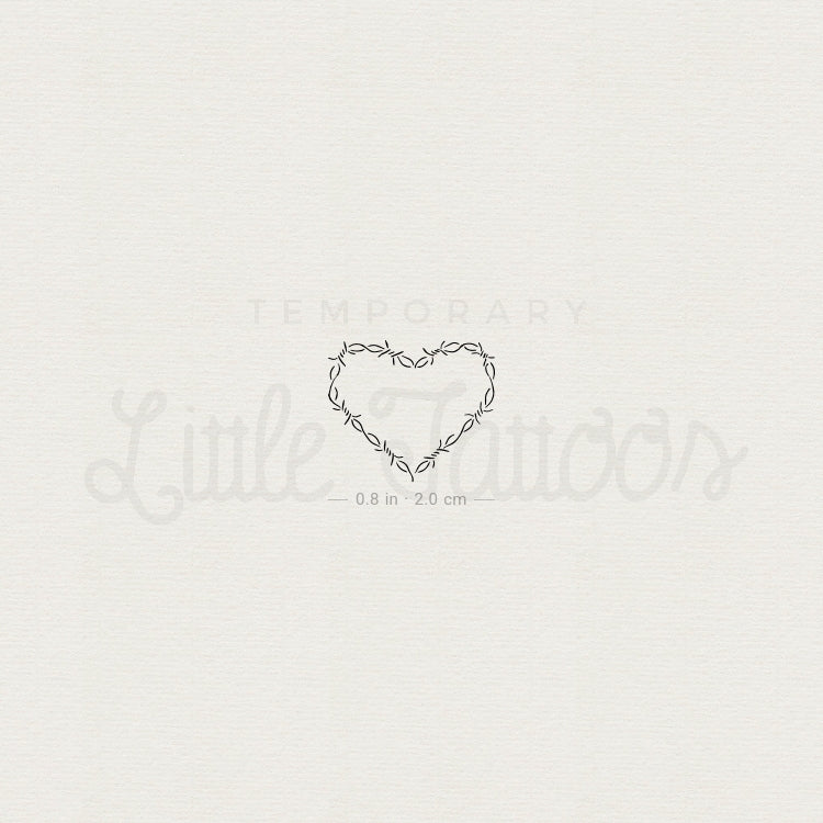 Small Heart Shaped Barbed Wire Temporary Tattoo - Set of 3