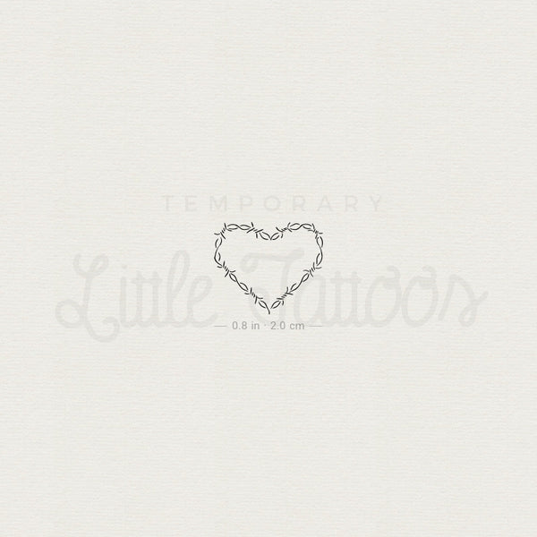 Small Heart Shaped Barbed Wire Temporary Tattoo - Set of 3