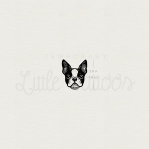 Boston Terrier Portrait Temporary Tattoo - Set of 3