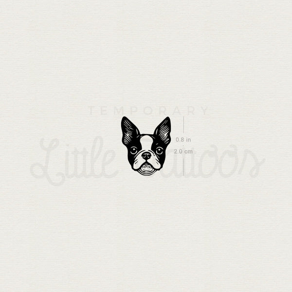 Boston Terrier Portrait Temporary Tattoo - Set of 3