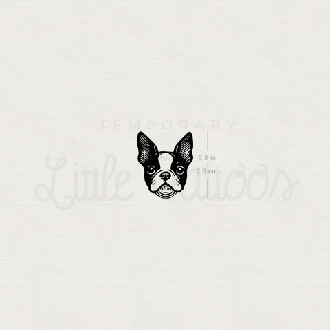 Boston Terrier Portrait Temporary Tattoo - Set of 3