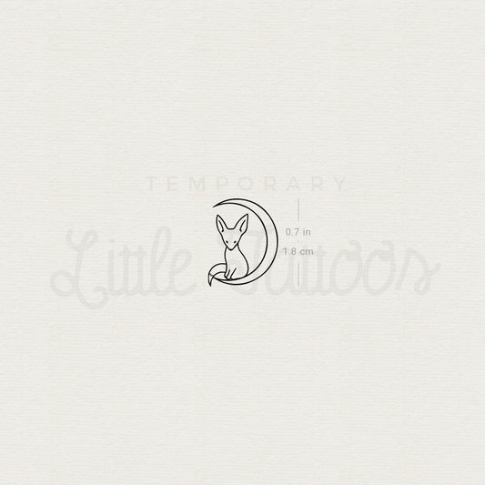 Fox And Moon Temporary Tattoo - Set of 3