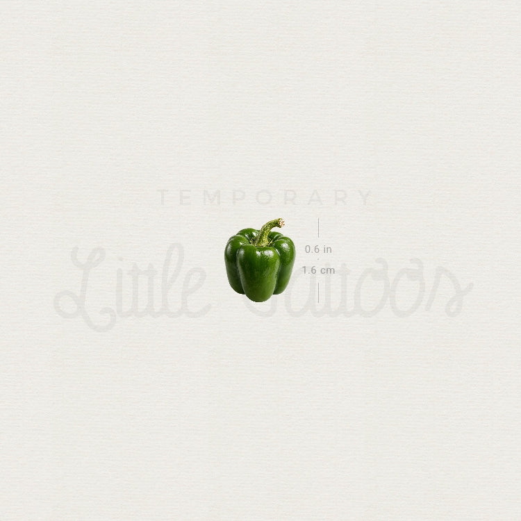 Green Bell Pepper Temporary Tattoo - Set of 3
