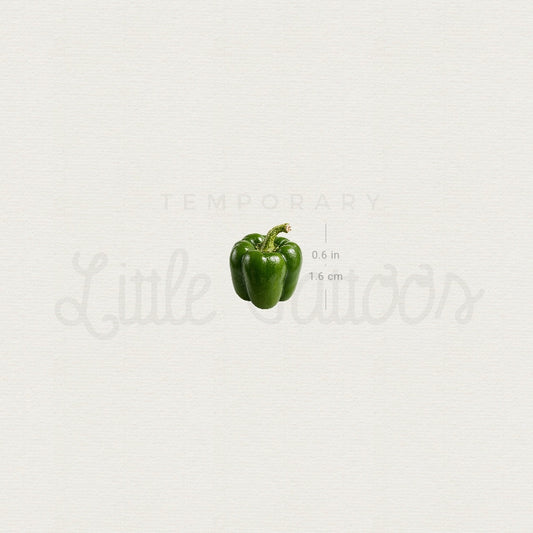 Green Bell Pepper Temporary Tattoo - Set of 3