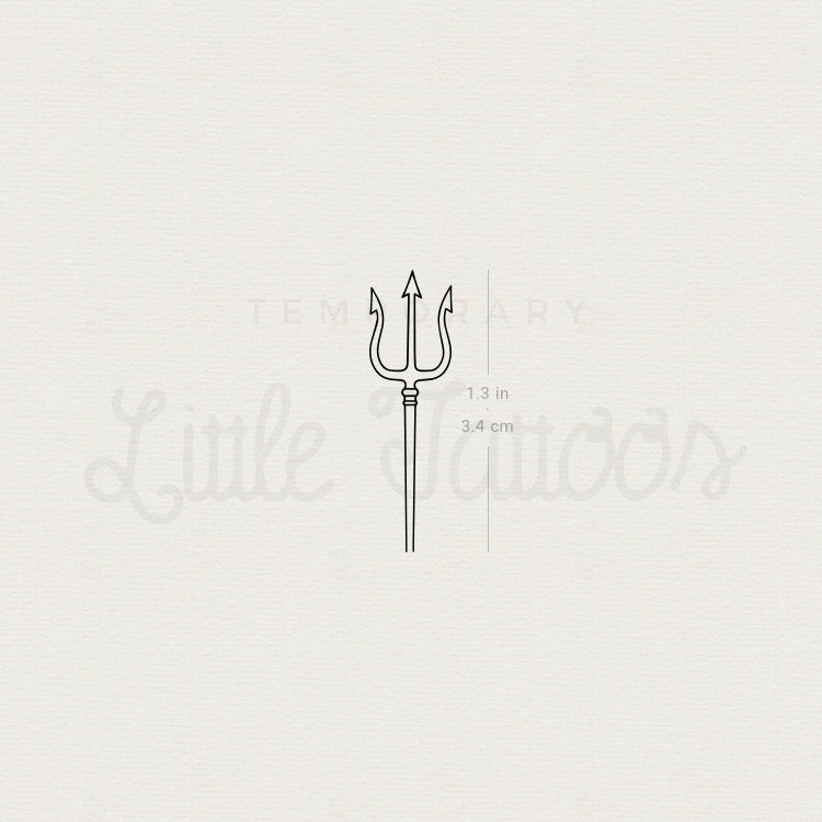 Fine Line Trident Of Poseidon Temporary Tattoo - Set of 3