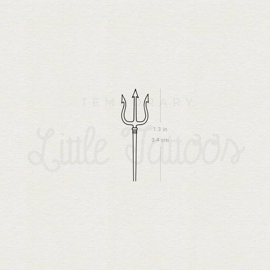 Fine Line Trident Of Poseidon Temporary Tattoo - Set of 3