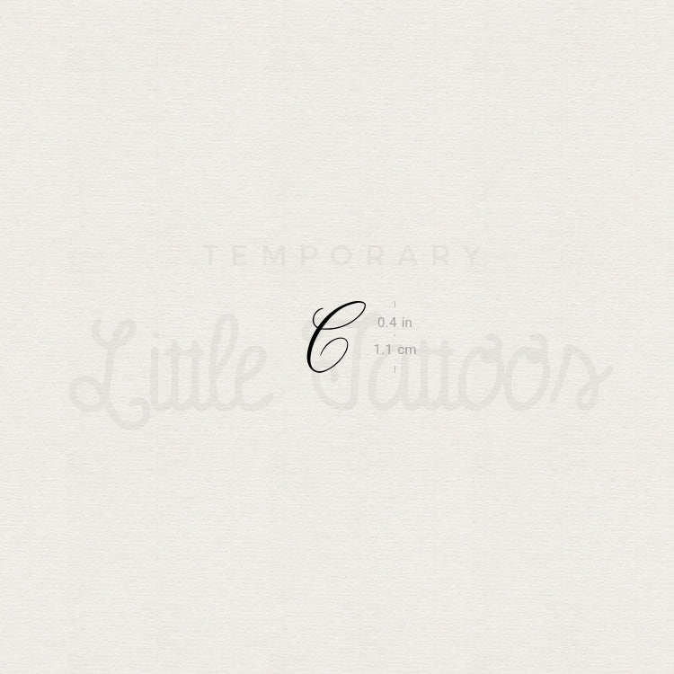 Letter C Script Temporary Tattoo - Set of 3