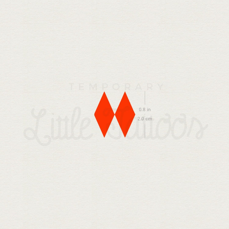 Two Red Rhombuses Temporary Tattoo - Set of 3