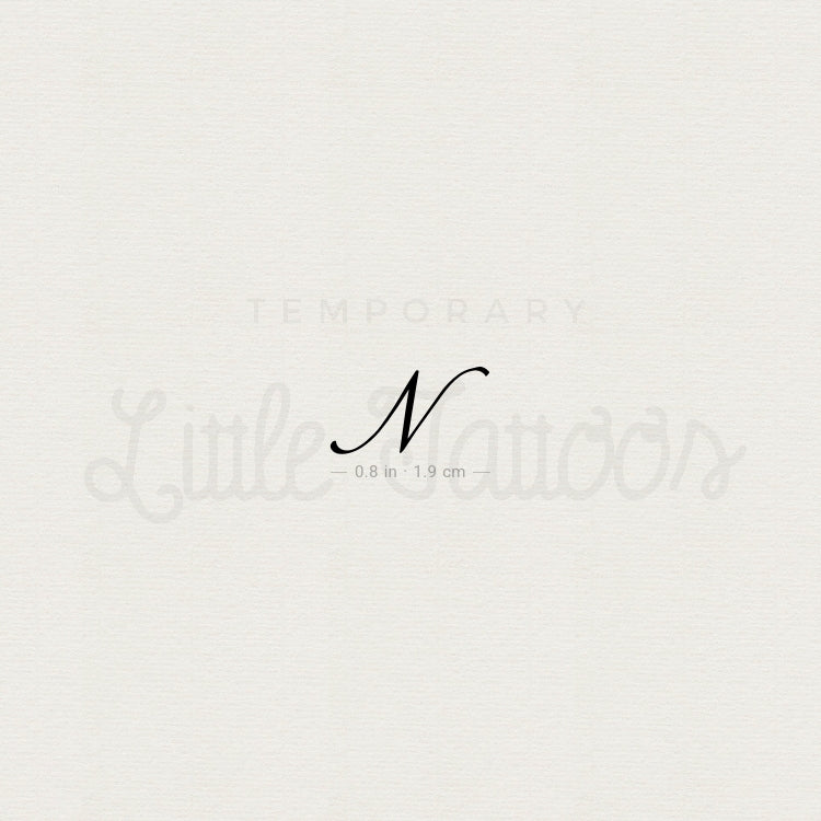Letter N Script Temporary Tattoo - Set of 3