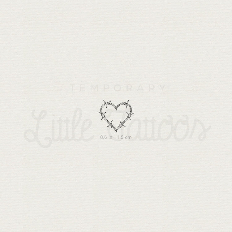 Little Barbed Wire Heart Temporary Tattoo - Set of 3