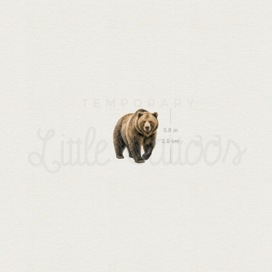 Watercolor Grizzly Bear Temporary Tattoo - Set of 3