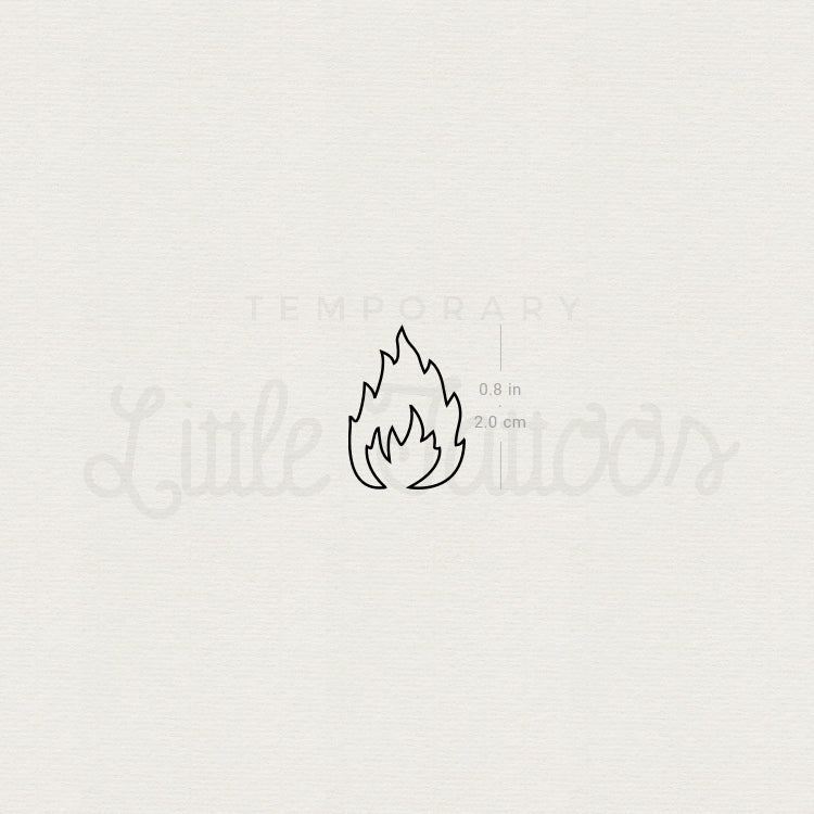 Small Fire Flame Temporary Tattoo - Set of 3