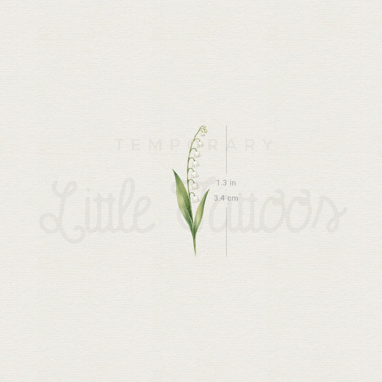 Small Watercolor Lily Of The Valley Temporary Tattoo - Set of 3
