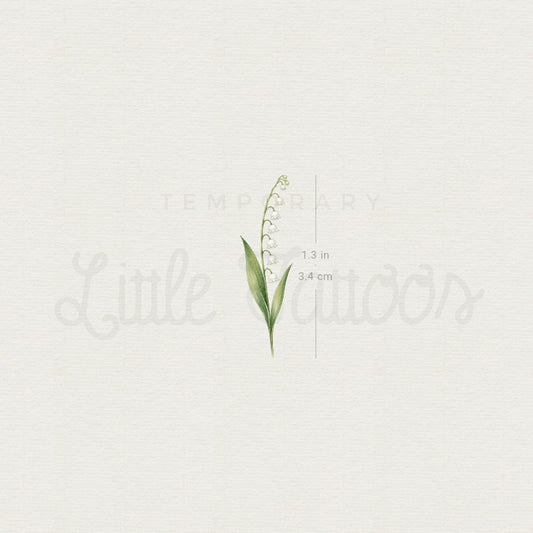 Small Watercolor Lily Of The Valley Temporary Tattoo - Set of 3