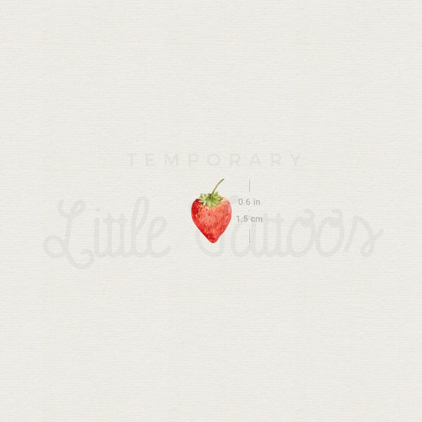 Watercolor Strawberry Temporary Tattoo - Set of 3