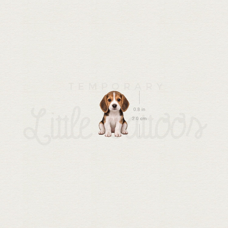 Seated Beagle Puppy Temporary Tattoo - Set of 3