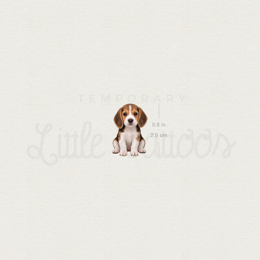 Seated Beagle Puppy Temporary Tattoo - Set of 3