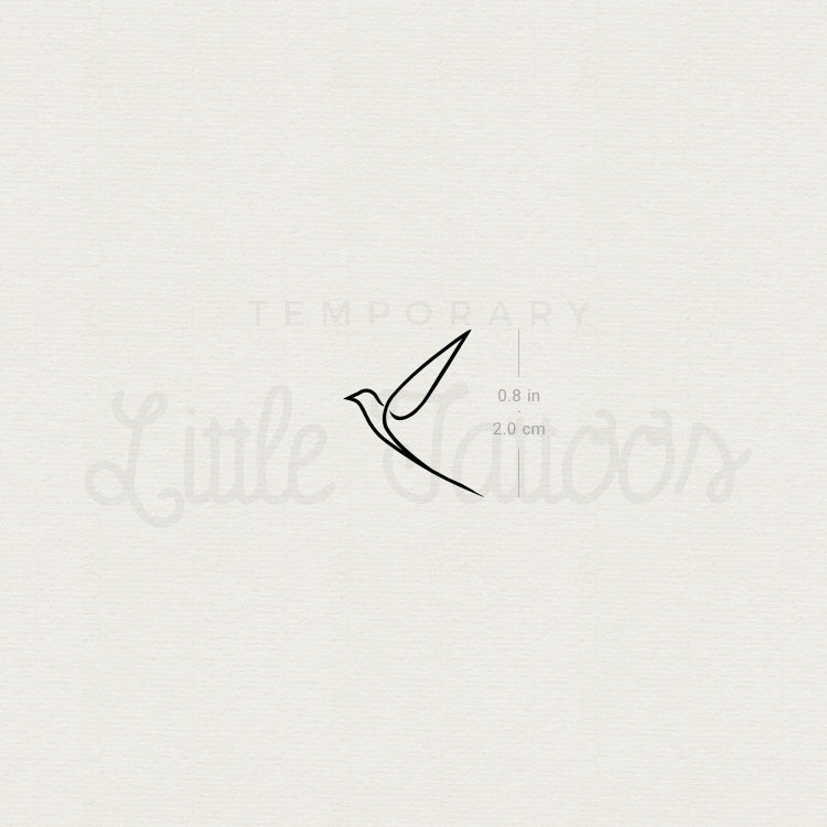 Single Line Bird Temporary Tattoo - Set of 3