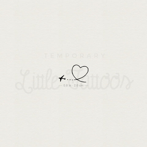 Airplane And Heart Temporary Tattoo - Set of 3