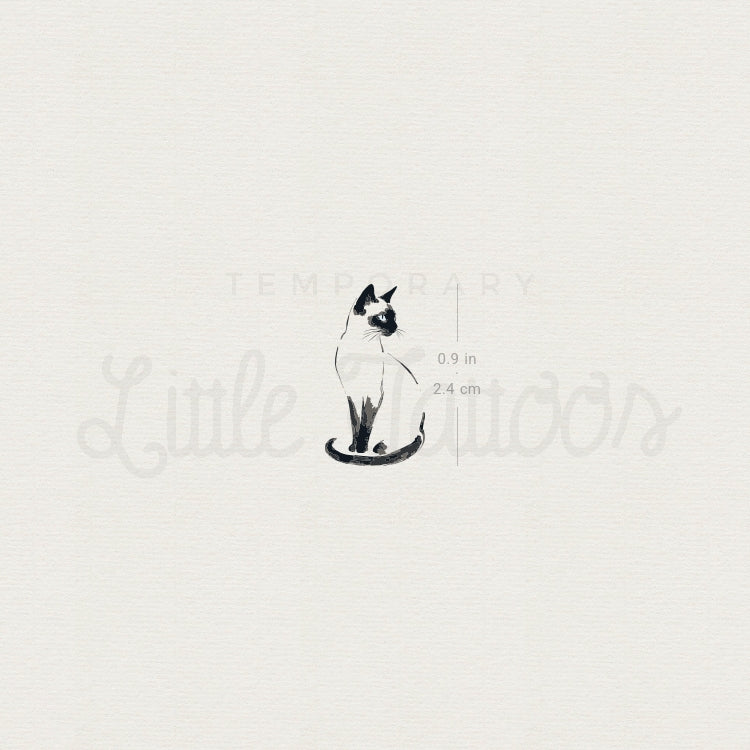 Watercolor Siamese Cat Temporary Tattoo - Set of 3
