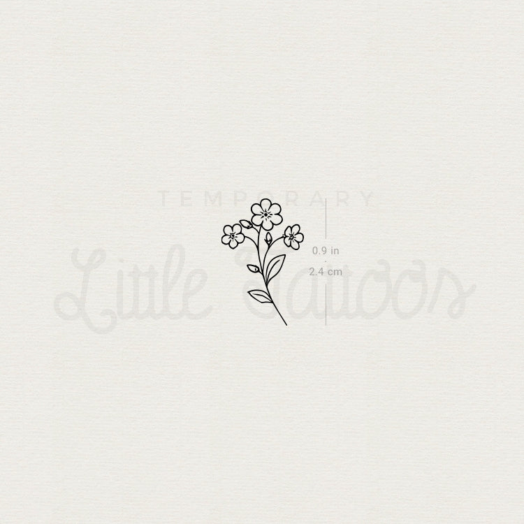 Little Fine Line Forget-me-not Temporary Tattoo - Set of 3