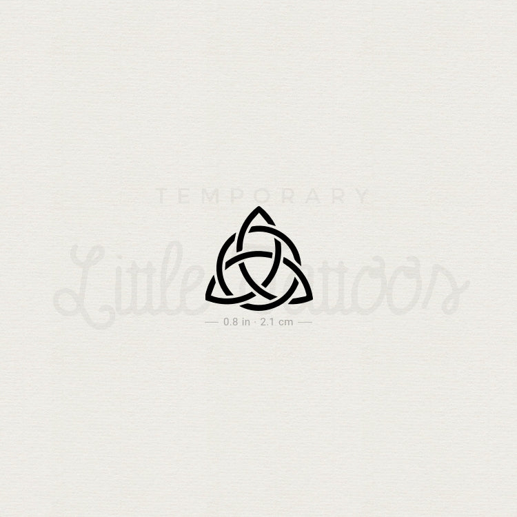 Small Black Interlaced Trinity Knot Temporary Tattoo - Set of 3