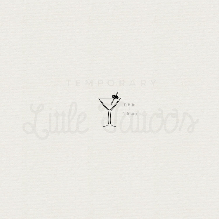 Little Martini Cocktail Temporary Tattoo - Set of 3