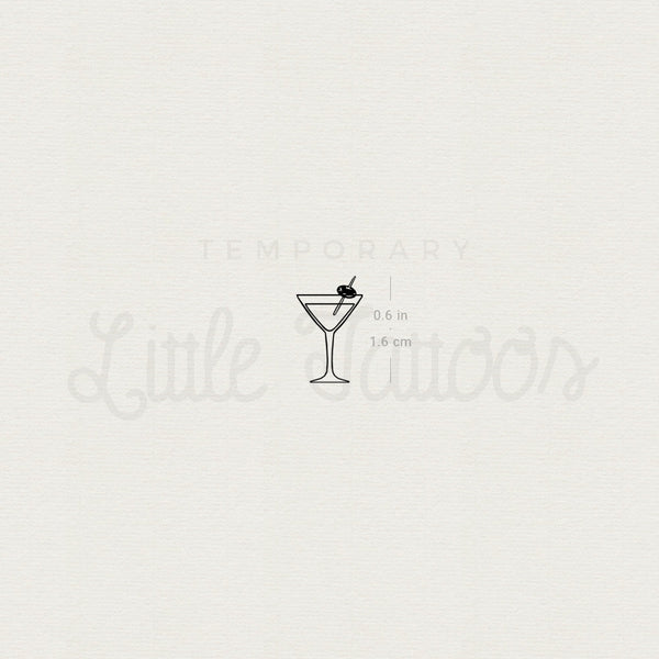 Little Martini Cocktail Temporary Tattoo - Set of 3