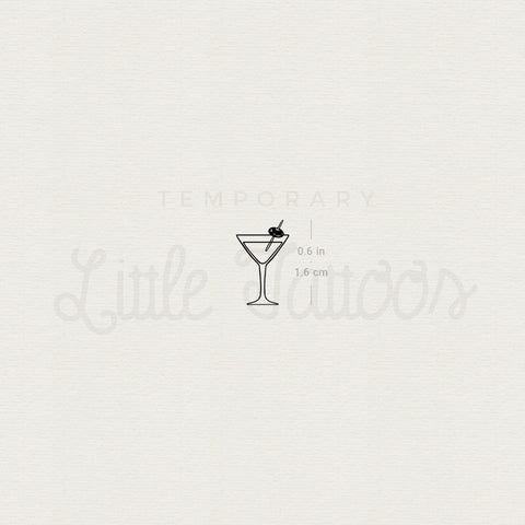 Little Martini Cocktail Temporary Tattoo - Set of 3