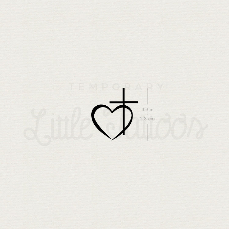 Cross Heart Temporary Tattoo - Set of 3