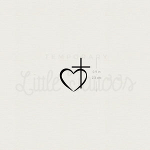 Cross Heart Temporary Tattoo - Set of 3