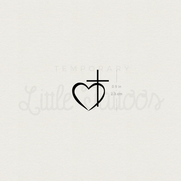 Cross Heart Temporary Tattoo - Set of 3