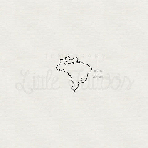 Brazil Map Outline Temporary Tattoo - Set of 3